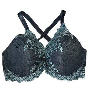 Wacoal Embrace Lace Plunge Bra 853291 34DDD Gray/Blue